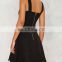 Women Fashion Dress Casual Square Neckline Thick Shoulder Straps Cutout Club Party Bodycon Mini Dress