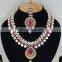 Western Designer Beautiful Pearl Crystal Pink Stone Gold Plated Wedding Collection Kundan Zerconic Necklace set