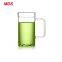 Heat resistant borosilicate single wall transparent glass tea cup with handle