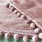100% polyester flannel blanket with pom border two sides brushed cozy fleece throw