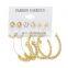 New creative 6 pairs of earrings, personalized large circle simple set earrings, fashionable exaggerated earring