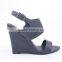 Fancy woman cheap wedge shoes summer buckle ankle sandals 2016