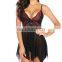 Custom  Factory Stock Amazon's Hot Lace Babydoll Satin Lingerie Femme