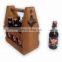 Wooden Bottle Caddy 6-Pack Beer Carrier with Metal Handle Bottle Opener