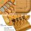 Bamboo Cutting Board for Cheese & Charcuterie with Knife Set & Cheese Markers Cheese Platter with Drawer