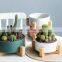 Factory Price Planter Pots Plants Ceramic Supplies Plant Home Garden Flower Pot With Wooden Rack