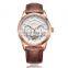 New Luxury Brand Custom Logo Genuine Leather Skeleton Automatic Watch Men Wrist Mechanical Watches
