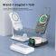 15W 3 in 1 One Foldable Portable Fast Wireless Charging Station Dock Magnetic Cell Phone Qi Wireless Charger Stand