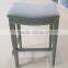 French style fabric stool, solid wood square seat linen cover bar chair