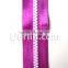 Orange purple 2016 Design Colour Satin Tape Plastic Zipper
