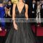 Camila Alves luxurious Taffeta Black Deep V Neck 2011 0scar party dress ball gown Celebrity Dress TPD234