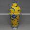 China antique dragon painting ceramic indoor yellow porcelain flower vase for colllection