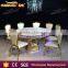 Dubai LED Round Golden Stainless Steel Base Wedding Dining Table for Events