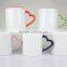 Factory sell sublimation heart shape ceramic mug with color edge