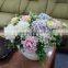Interior Decorative Artificial Plastic Flower Bouquet with White Ceramic Pot for Sale