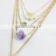 2015 Newest 5rows Natural Amethyst Stone and Pearl Pendant Necklace