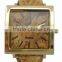 Natural Wooden Watch With High Quality Square big dial ,Custom Logo Watch pu leather strap