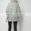 Fashion Gray Knitted Coat Ruffles Neck And Sleeves Knitted Coat