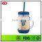 LFGB certificate plastic 20 oz custom mason jar with handle
