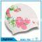 cute silicone swim cap for children, logo printed hot selling coloful printed custom silicone swim cap