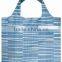 polyester waterproof shopping bag printed with watery waves of blue