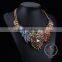 high quality vintage colorful rhinestone chunky statement necklace tin alloy fashion women pendant necklace 6390058