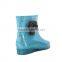 New fashion shiny garden ankle PVC rain boots with camellia decoration for women