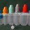 10ml plastic LDPE E-cigarette liquid bottle with long thin tip and childproof cap