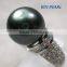 golde pearl silver ring with tahitian black pearl