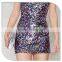 2016 New Arrival Ladies Colorful Sequin Western Free Prom Bodycon Mini Dress Designs