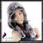 CX-C-243C Women Fur Hooded Scarf Winter Fur Hat Earmuff Fur Hat