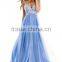 2016 Low Back Straps A Line Chiffon Prom Dress With Lace Bodice