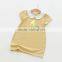Short sleeve pure color sweet style baby girl casual dress