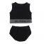 Summer Baby Girl Outfits Lips Sleeveless T Shirt And Short Black Pants For Baby Girl Boutique Outfits