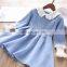Autumn new style pearl fungus lapel woolen yarn sweet and cute dress girls skirt children's wear