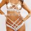 Bandage Latest New Design Mature Women Ladies 3D Embroidered Flower Sexy Lingerie Bralette Set Embroidery Lace Fancy Bra Panty