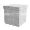 RTS Crushed velvet white color folding stool storage ottoman cheap pouf small chair