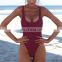 Custom logo 2019 AliExpress Amazon wish Hot Swimsuit Sexy Solid Color Women's One Piece Bikini
