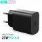 PD 20W USB-C Power Adapter Charger US EU Plug Black Color