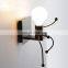 Creative Metal Cartoon Character Design Loft Bedside LED Wall Lamp E27