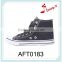 china wholesale ladies good quality hot selling high cut rubber sole lace up black canvas shoes