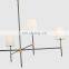Nordic Style Black Metal Brass Linen Lampshade Chandelier Bedroom Living Room High Ceiling Decor Black Metal Bronze Chandelier