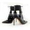 Lace up hot sale women shoes black patent leather boots pointy stiletto shoes