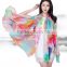 New 2016 Fashion Soft Thin Chiffon Silk Scarf Women artificial flowers printed Scarves Long Wrap Pashmina shawl