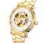 Luxury gold-tone automatic mechanical skeleton watches Male's skeleton watches