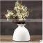 small round vase with hole/black and white ceramic flower pot/matt ceramic vase set