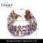 Multi color Charming jewellry purple beads chain bracelet jewelry with alloy chain tassel fashion jewelry