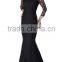 ABI-01 Elegant V-neck Long Sleeves Lace Mother of the Bride Dresses Zipper Back Mermaid Floor Length Long Mother Dress
