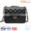 Fahion black color PU lady queen bag with drawstring strap
