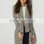 Sweaters fashion women Tops Grey Long Sleeve Lapel Knit Cardigan